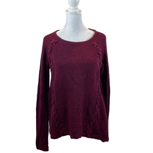 a.n.a Brand Burgundy Knit Crew Neck Sweater Size Medium - Picture 1 of 7